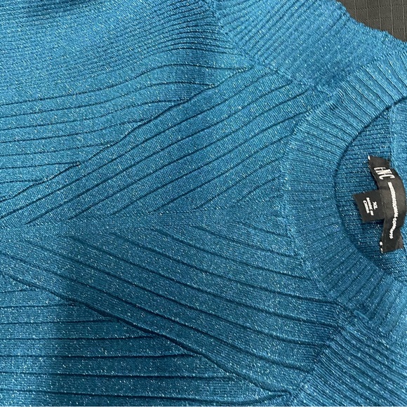 INC International Concepts Teal Cold Shoulder Turtleneck Sweater - Picture 2 of 5